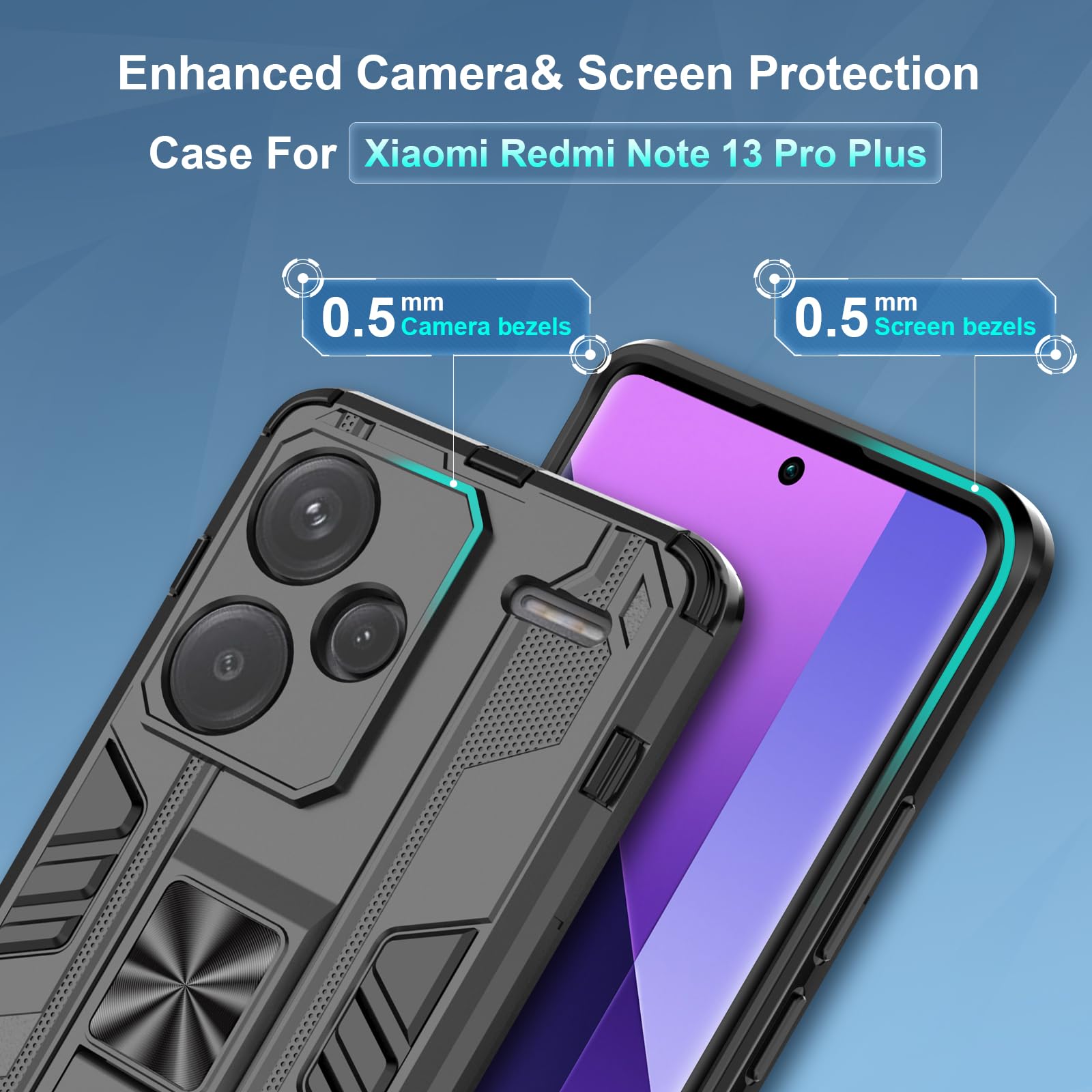 Funda para Xiaomi Redmi Note 15 Pro 5G, Carcasa Antigolpes con Soporte anular metálico, Case Protectora de Grado Militar, Azul — view 513
