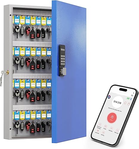 Miniatura 8 de WeHere Caja de 32 llaves (incluye soporte de pared, aplicación Bluetoothcontraseña de una sola vezcontrol remoto Wi-FiCódigo fijoDesbloqueo de