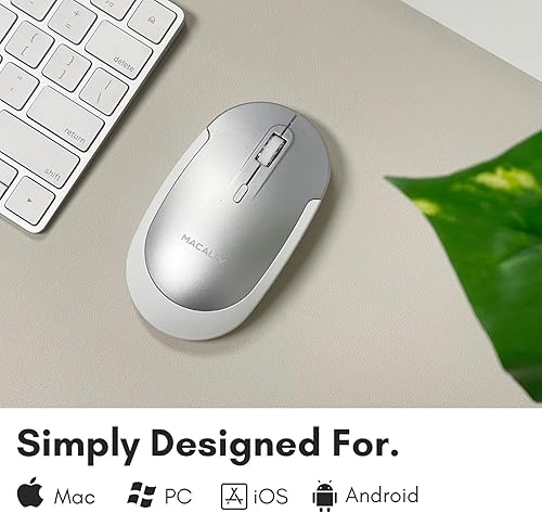 Miniatura 2 de Macally Mouse inalámbrico Bluetooth para Mac, MacBook ProAir, iPad y PC, cómodo y silencioso compatible con Apple Mouse - Plata