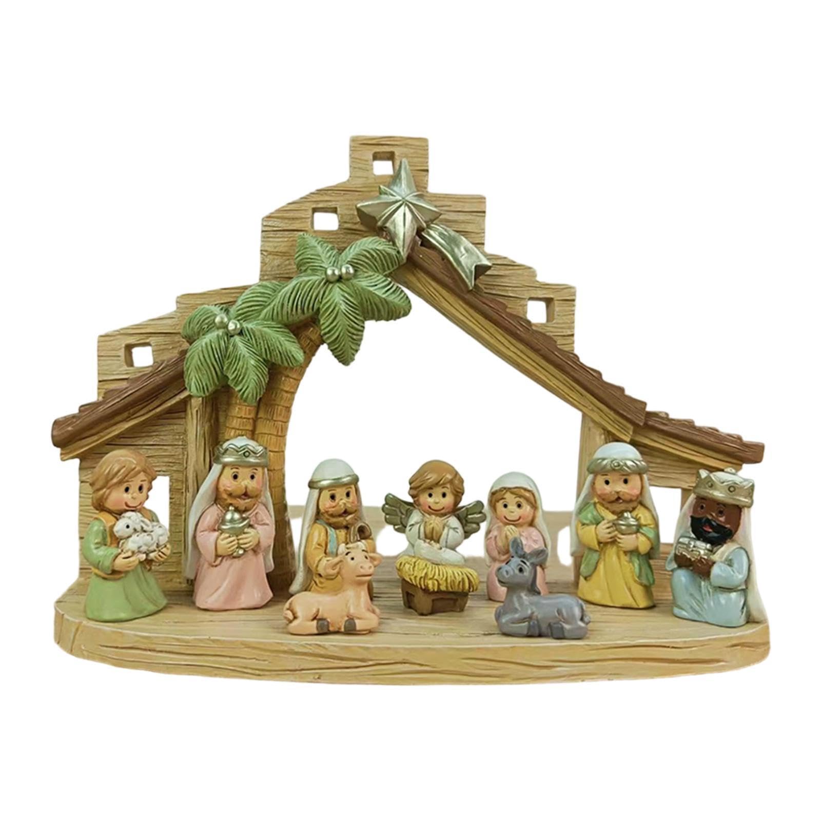 Figurines de la Nativité de Noël en résine pour bibliothèque Homyl