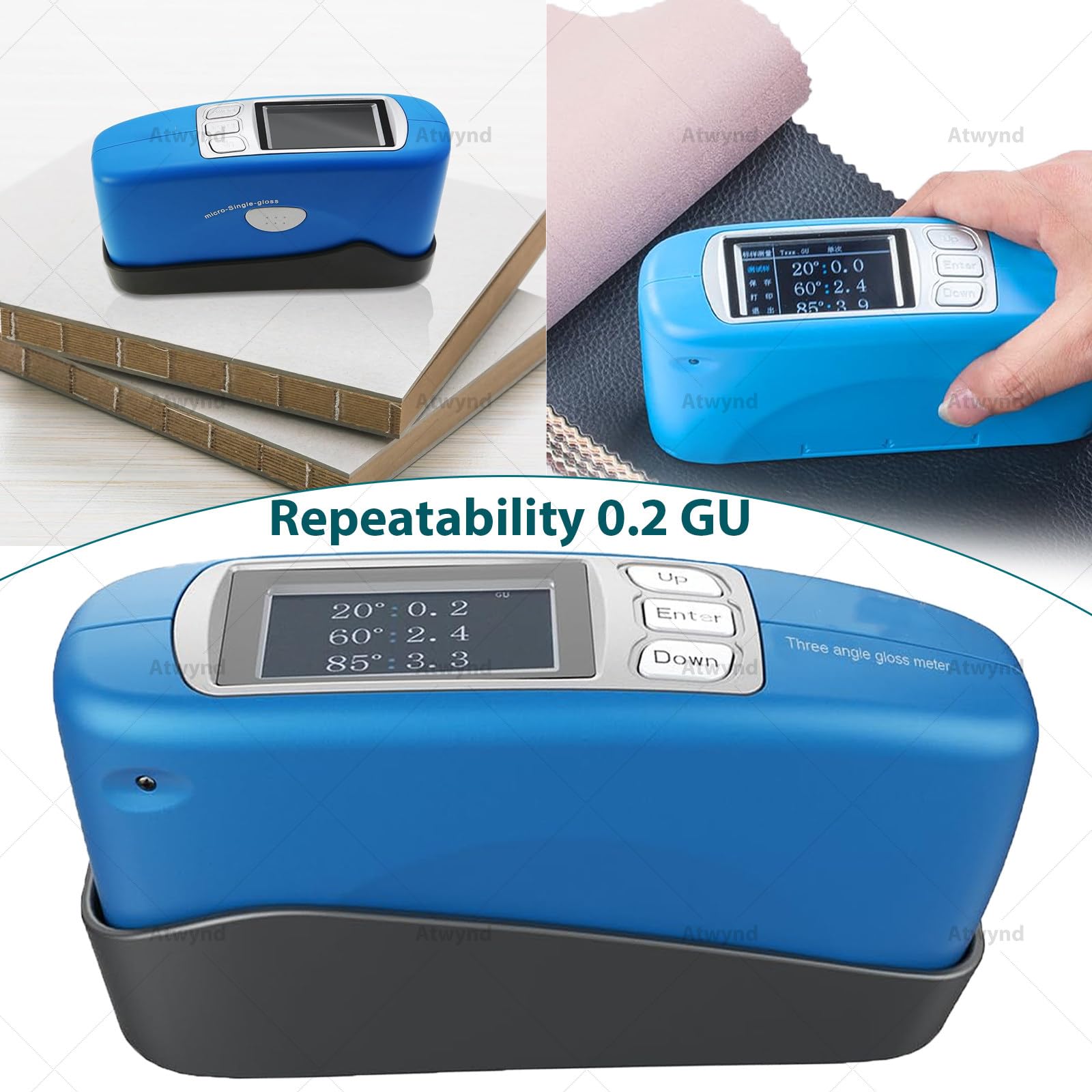 Gloss Meter Tri-Angle Glossmeter 20° 60° 85° Portatile Digital Single Angle Gloss Tester per Vernice Plastica