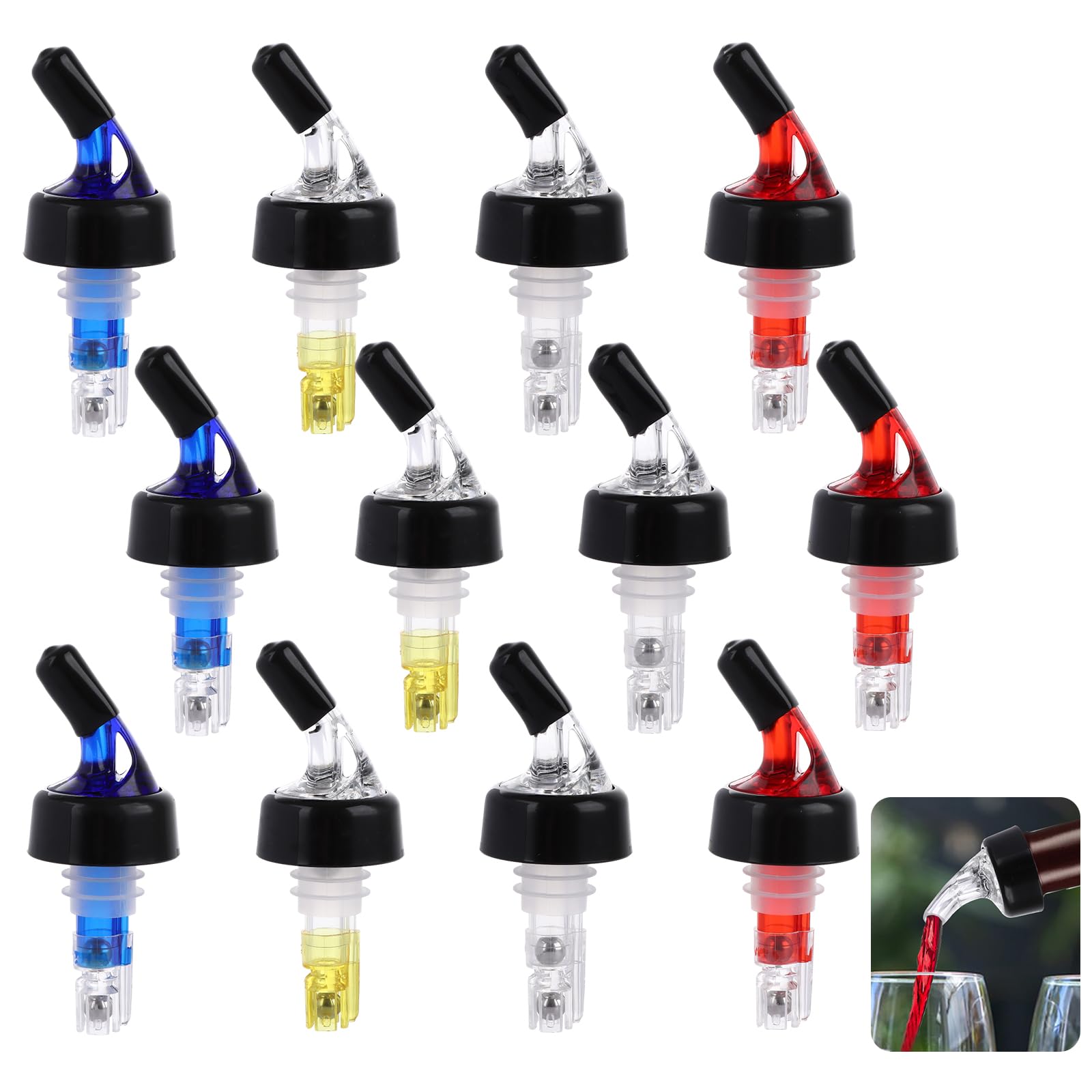 GBACHOOSE 12 Pcs 30ml Measured Liquor Bottle Pourers for Spirits Quick Shot Spirit Measure Pourer Spouts Clear Drinks Wine Cocktail Alcohol Automatic Dispenser Home Bar Tools