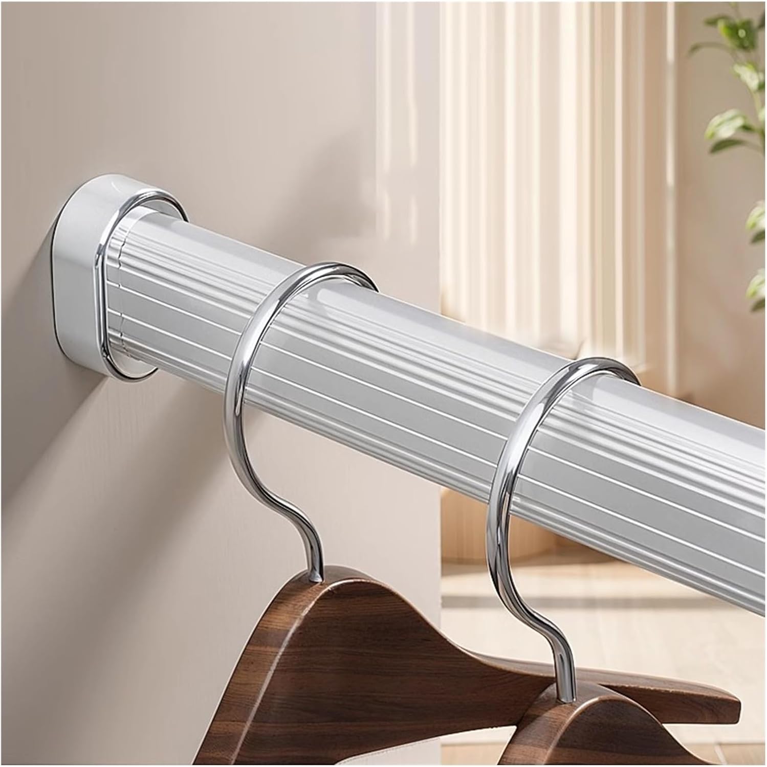 Customizable Portable Closet Rod - Space-Saving Clothes Hanger Organizer for Home Wardrobe - 59.1" Silver Hanging Bar & Room Divider Kit