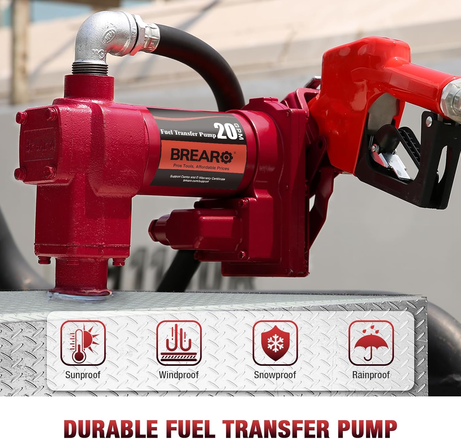 Fuel Transfer Pump 12V DC 20 GPM, High-Flow Cast Iron Heavy-Duty Pump for Gasoline, Diesel, Kerosene, Ethanol, Methanol, and Biodiesel