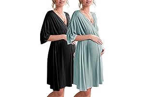 Ekouaer Women's 2Pcs 3 in 1 Labor/Delivery/Nursing Sleepshirt Postpartum Nightgown