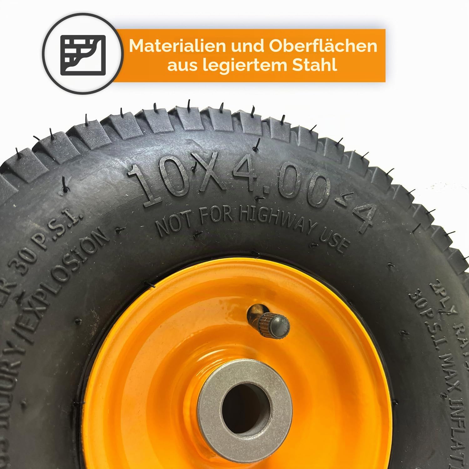 GREENSTAR - Komplettrad - Passend für MC Culloch Mowcart 66 Rider - Radgröße 400x10-4, silber, grau oder schwarz