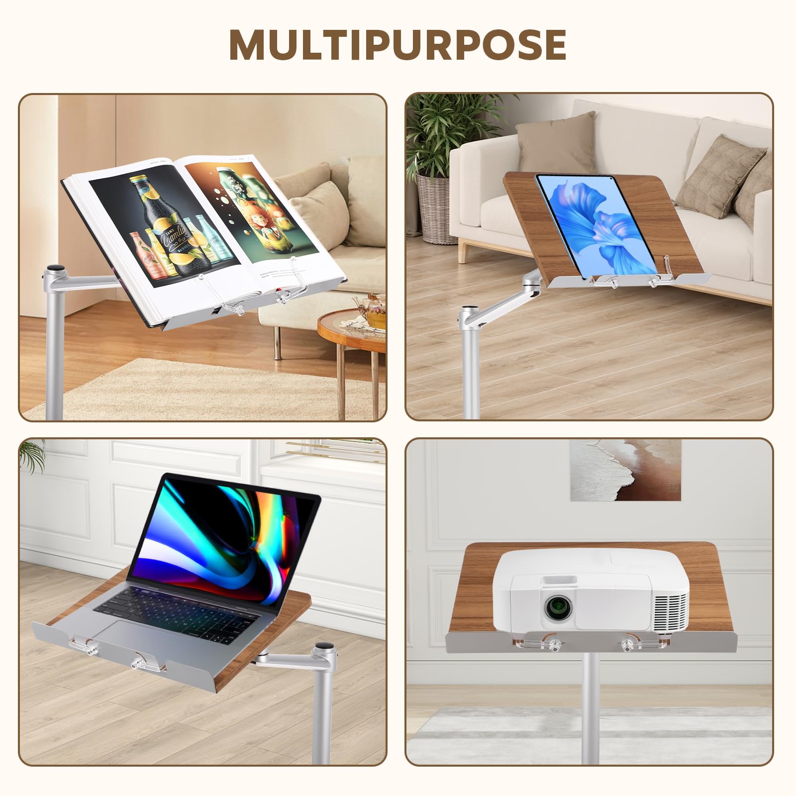 Soporte para libros, multiángulo, ajustable, para leer, leer manos libres con un clip elástico para libros, adecuado para leer/cocinar/usar en la oficina