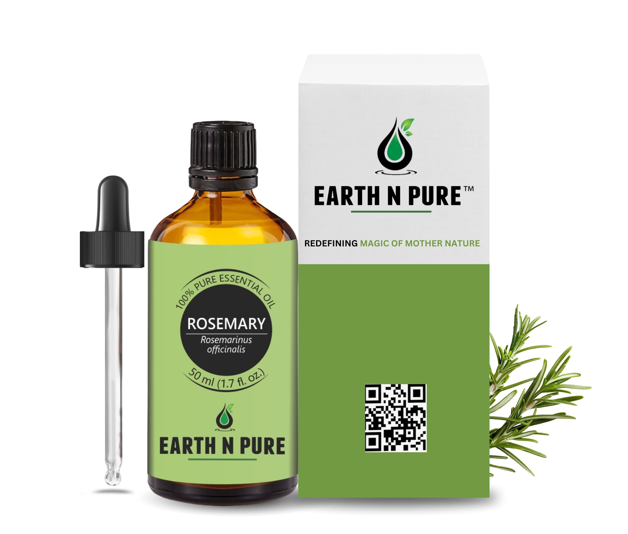 Earth N Pure Rosemary Essential Oil for Hair Growth, Natural & Therapeutic Grade with Glass Dropper - 50 ml