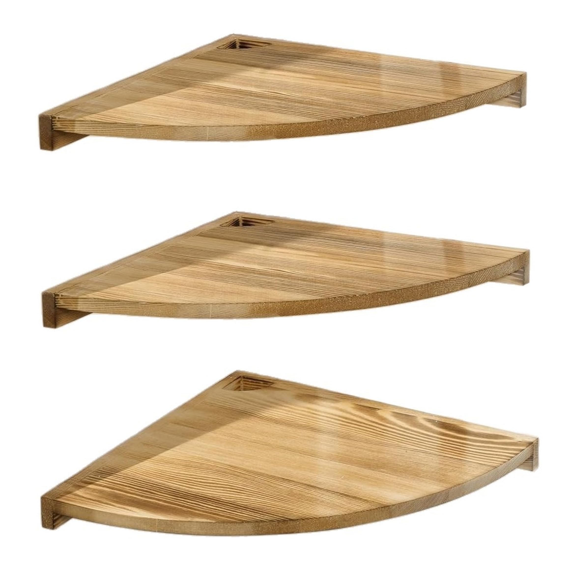 Étagère d'angle flottante en bois naturel lot de 3 étagères murales pin