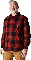 Carhartt Men's Loose Fit Heavyweight Flannel Long-Sleeve Plaid Shirt - Durable 100% Cotton Work Shirt