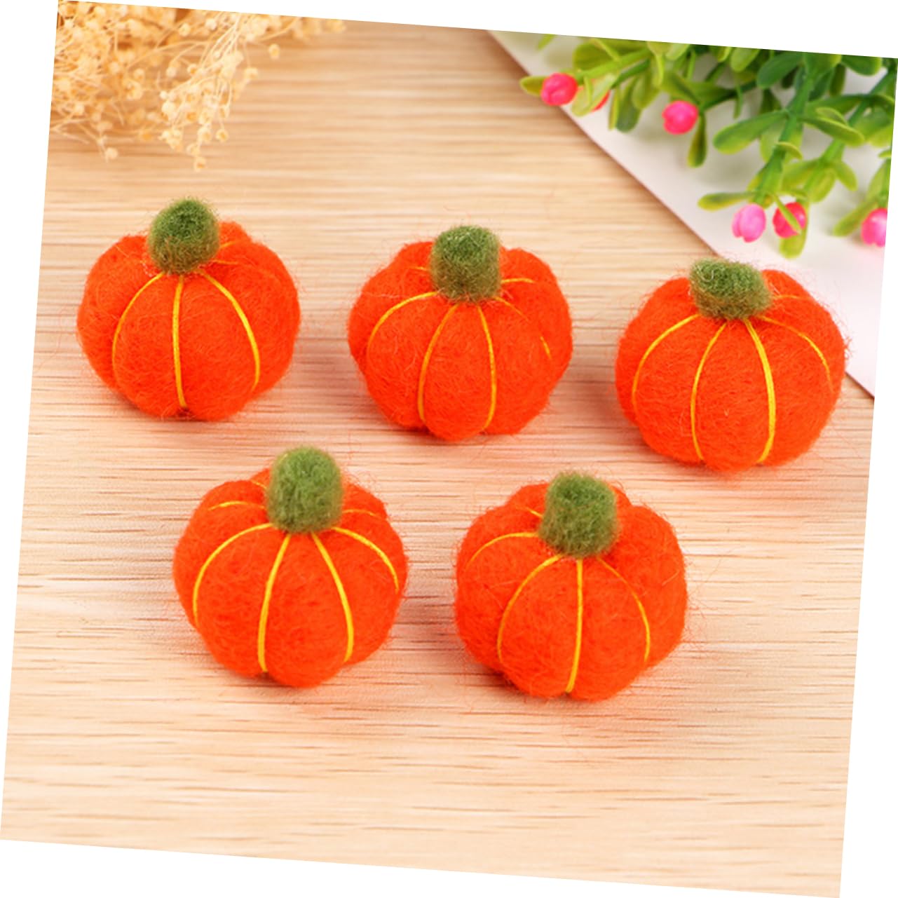 VILLCASE Craft Felted Pumpkin Balls 6 Pack Elegant Felt Halloween Decorations for Home Party