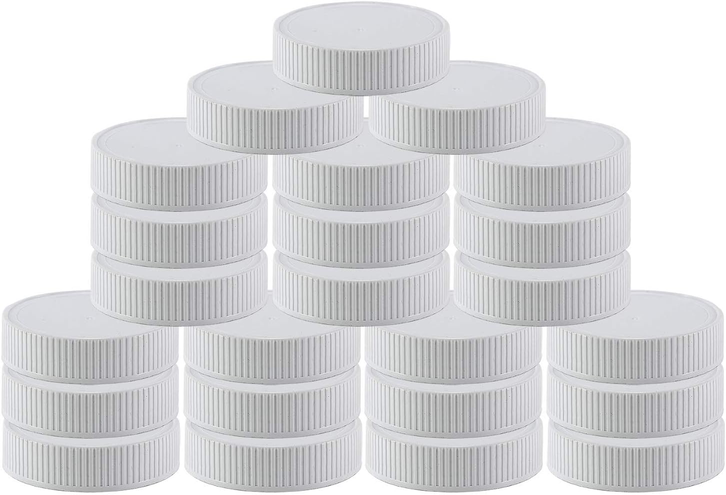 Plastic Mason Jar Regular Mouth Screw-On White Lids-24 Pack-Standard Size Jar Storage Caps-BPA Free - Made in USA