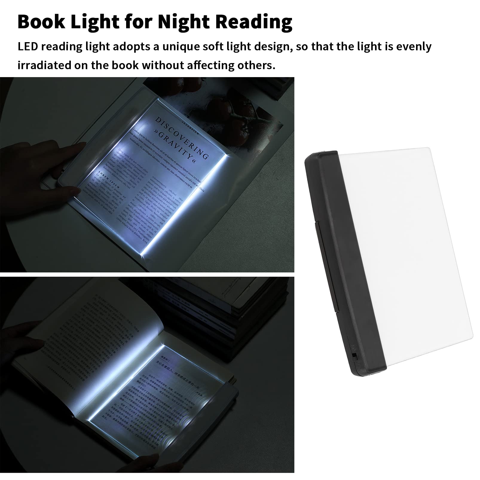 Produktbild von KINGGOO LED Nachtlicht Buch Licht Augenschutz Tragbares Platten Buch  Leselampe Taschenbuch Licht, PageGlow LED Leselichter