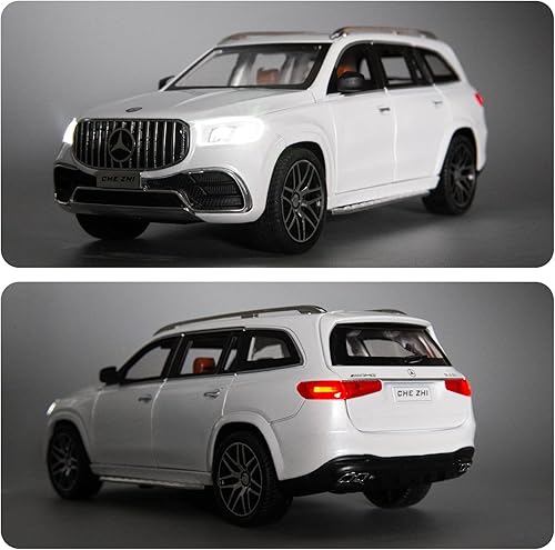 Miniatura 13 de Modelo de automóvil fundido a presión GLS63 AMG 1/24 aleación coleccionable de juguete con luz y sonido, vehículo de juguete para adultos y niños
