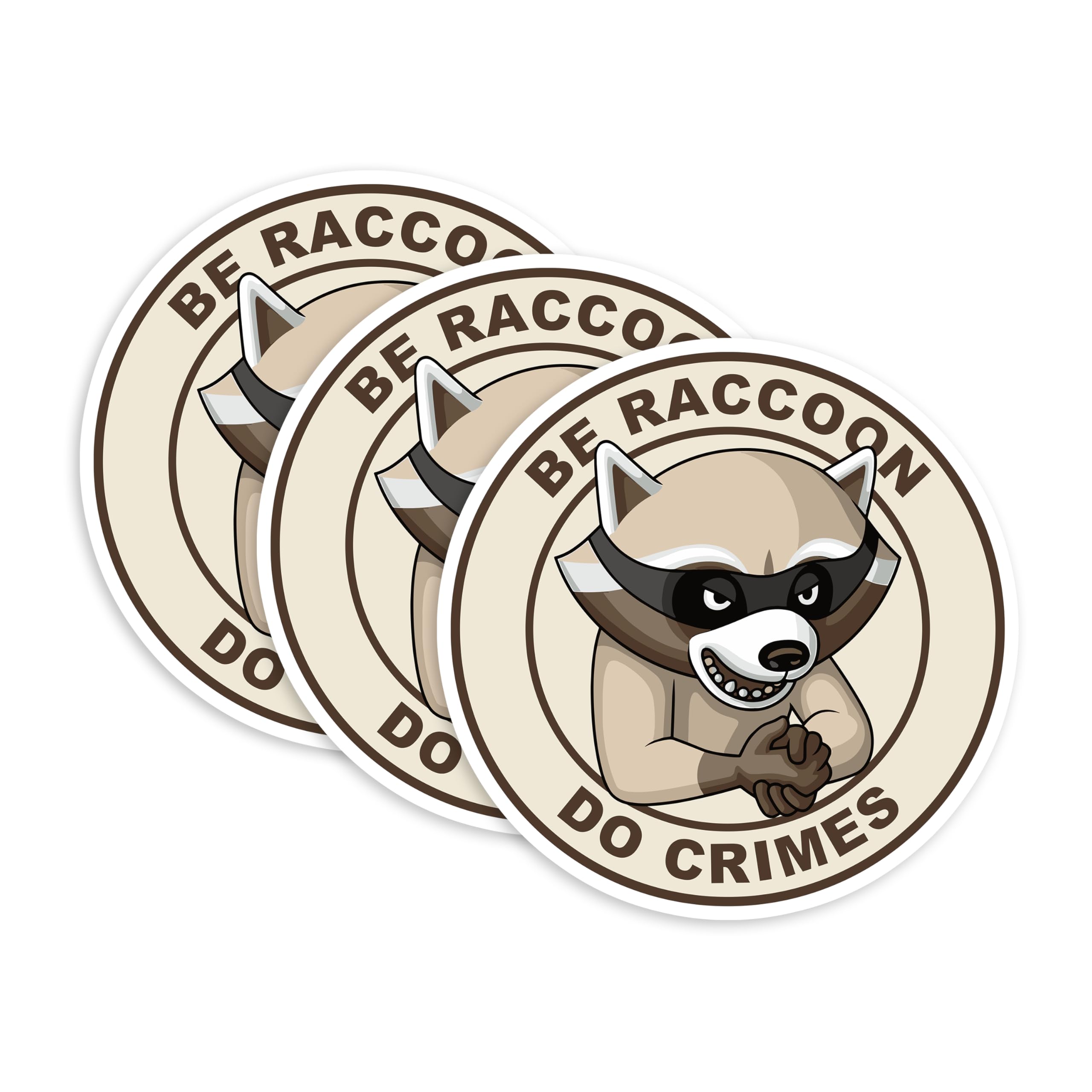 Set 3Pcs Be Raccoon to Crimes Sticker Funny Racoon Sarcastic Humor Bookish Funny Kindle Hard Hat Waterproof 3 Inches Die-Cut Vinyl Sticker for Water Bottle Laptop Phone for Friend Coworker Dad Mom