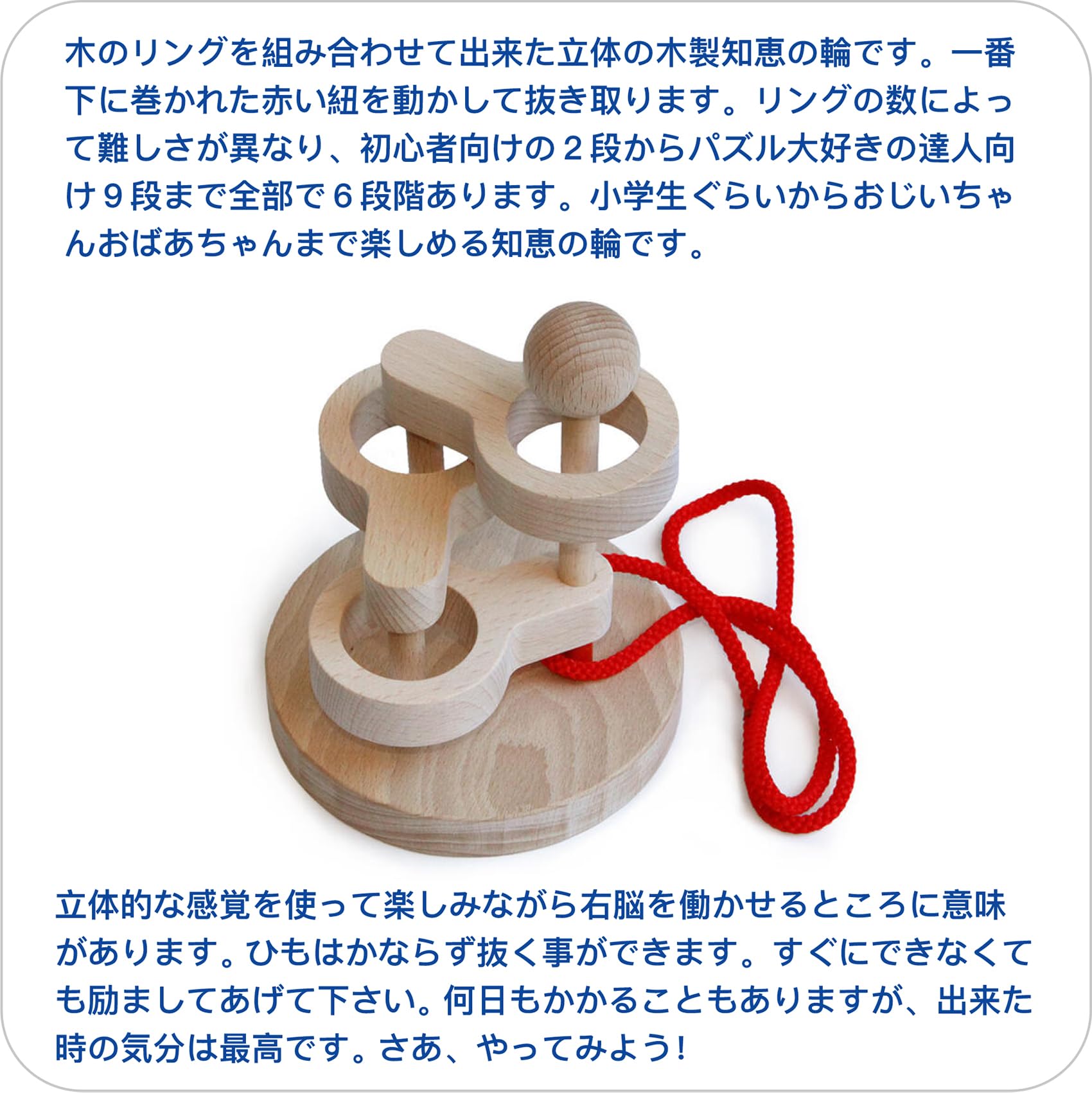 Amazon | ︎立体知恵の輪（3段）木のおもちゃ脳トレパズル 頭脳活性 