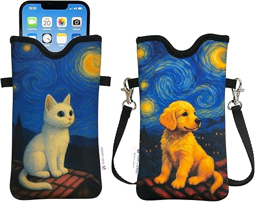Miniatura 71 de Tainada Funda Bolsa Estuche de Neopreno para Teléfono para Hombres y Mujeres con Correa Cruzada/Cordón para el Cuello para iPhone 17/16/15 Pro Max