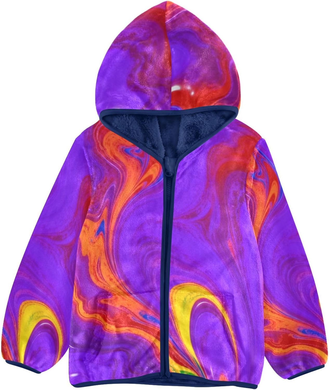 GuoChe Purple and Red Swirl Toddler Fleece Zip Up Children Clothing