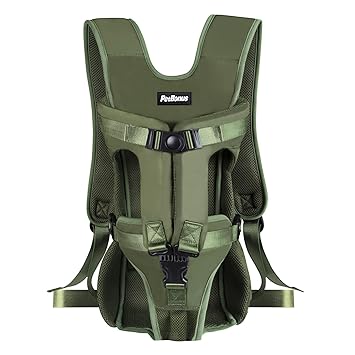 PetBonus Front Dog Carrier Backpack, Adjustable Puppy Pouch Carrier, Legs Out Easy-fit Front Carrier Pack for Small Dogs Cats, Hands Free Front Chest Carrier for Hiking, Cycling(Small, Army Green)