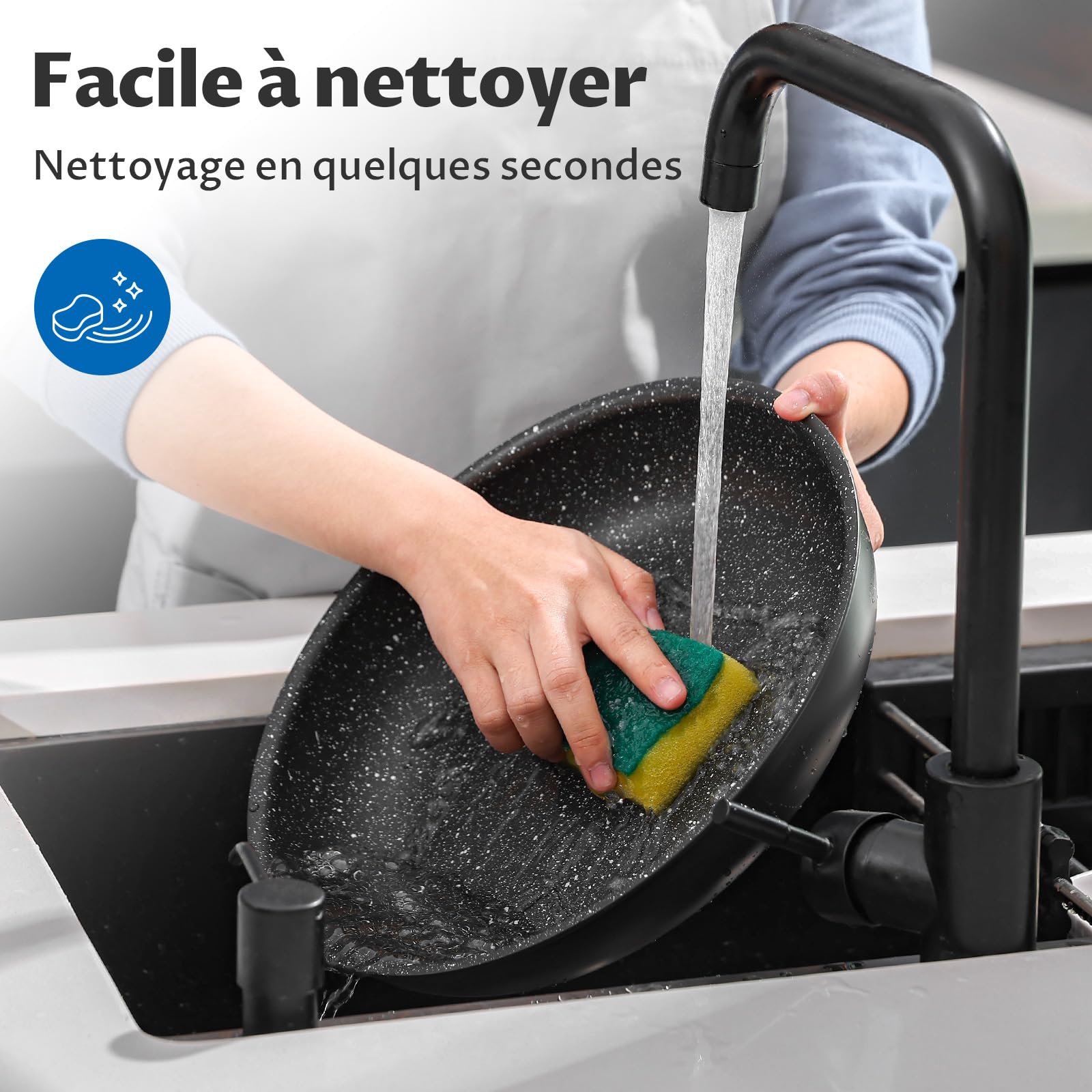 BEZIA Batterie de Cuisine Induction, 10 Pièces Set de Casseroles et Poêles | Revêtement Antiadhésif Sans PFOA, Non Toxique, Compatible Induction, Poignées Amovibles, Empilable, Pour le Camping