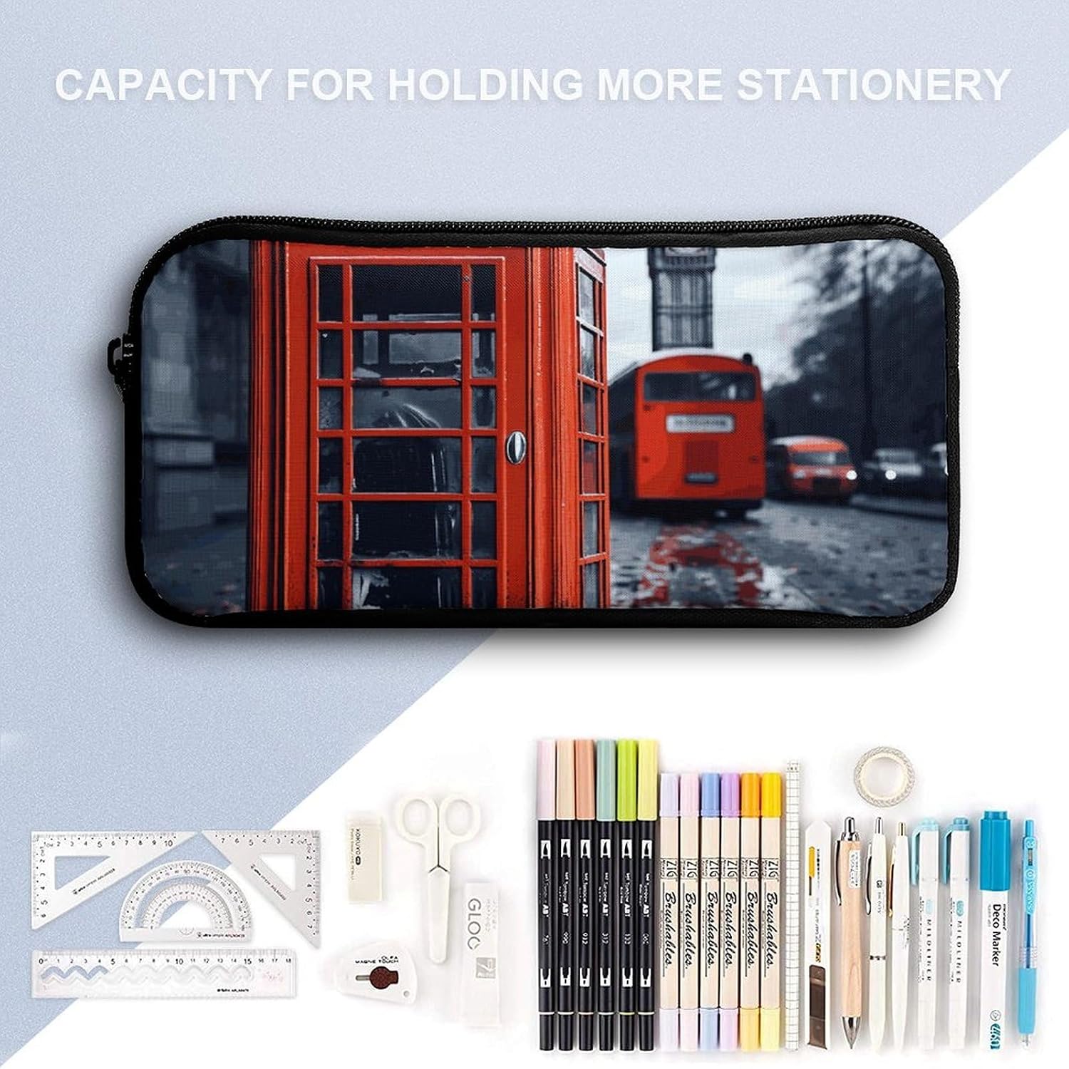 Retro London Telephone Pencil Case Large Capacity Pencil Pouch image 3