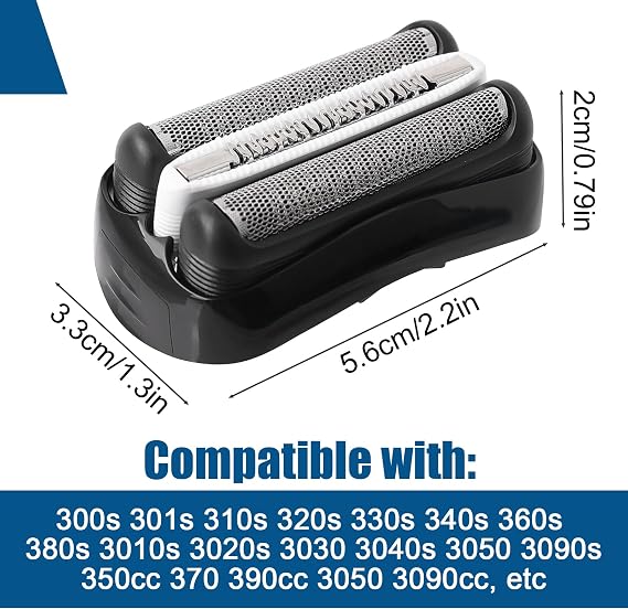 Series 3 Shaver Head 32B Replacement Shaver Head Compatible with Series 3 Men Shaver Replacement for Series 3 3000s,3010s 3040s,3050cc,300s,310s (32B Black)