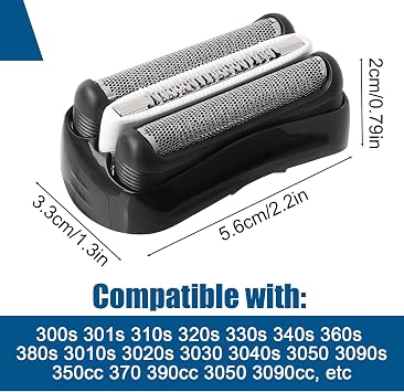Series 3 Shaver Head 32B Replacement Shaver Head Compatible with Series 3 Men Shaver Replacement for Series 3 3000s,3010s 3040s,3050cc,300s,310s (32B Black)