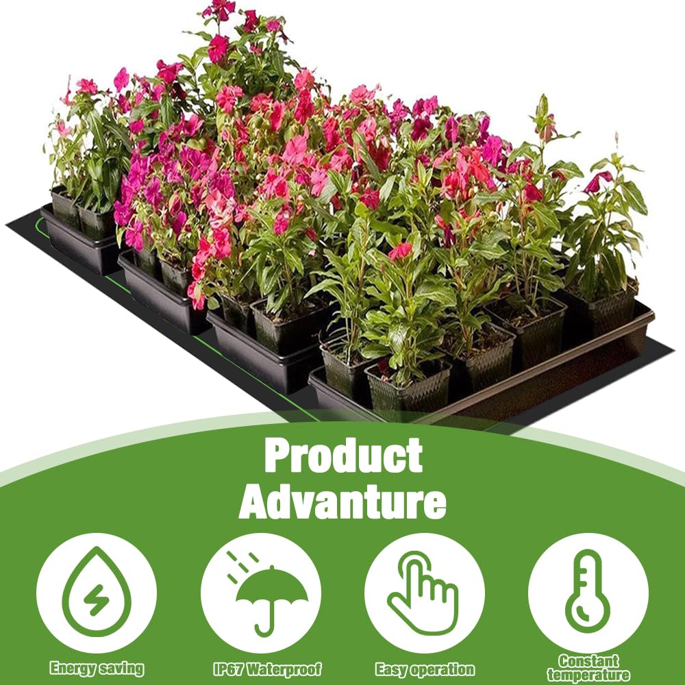 Mineup Alfombrilla Térmica para Plántulas, 20W Esterilla Calefactora para Plantas, 25x52 CM Manta Termica Plantas de Invernadero, Esterilla Calefactora para la Germinación de Semillas para Reptiles