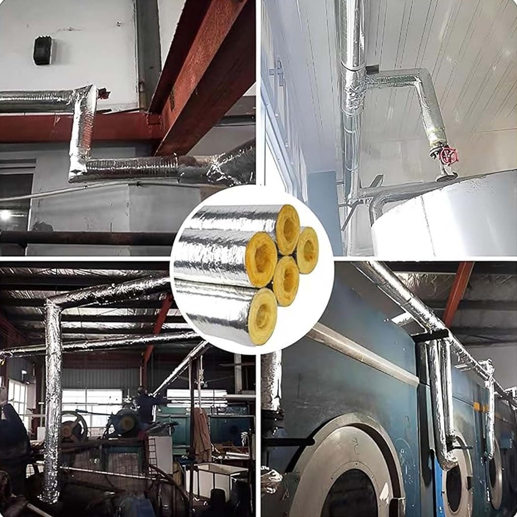 Rohrschale Aus Steinwolle Mit Aluminiumüberzug, Isolierung Für Kaminrohre Und Heizungen, Ø 27-273.0mm, Verschiedene Größen(ID219.0mmxT50.0mmxL1.0m)