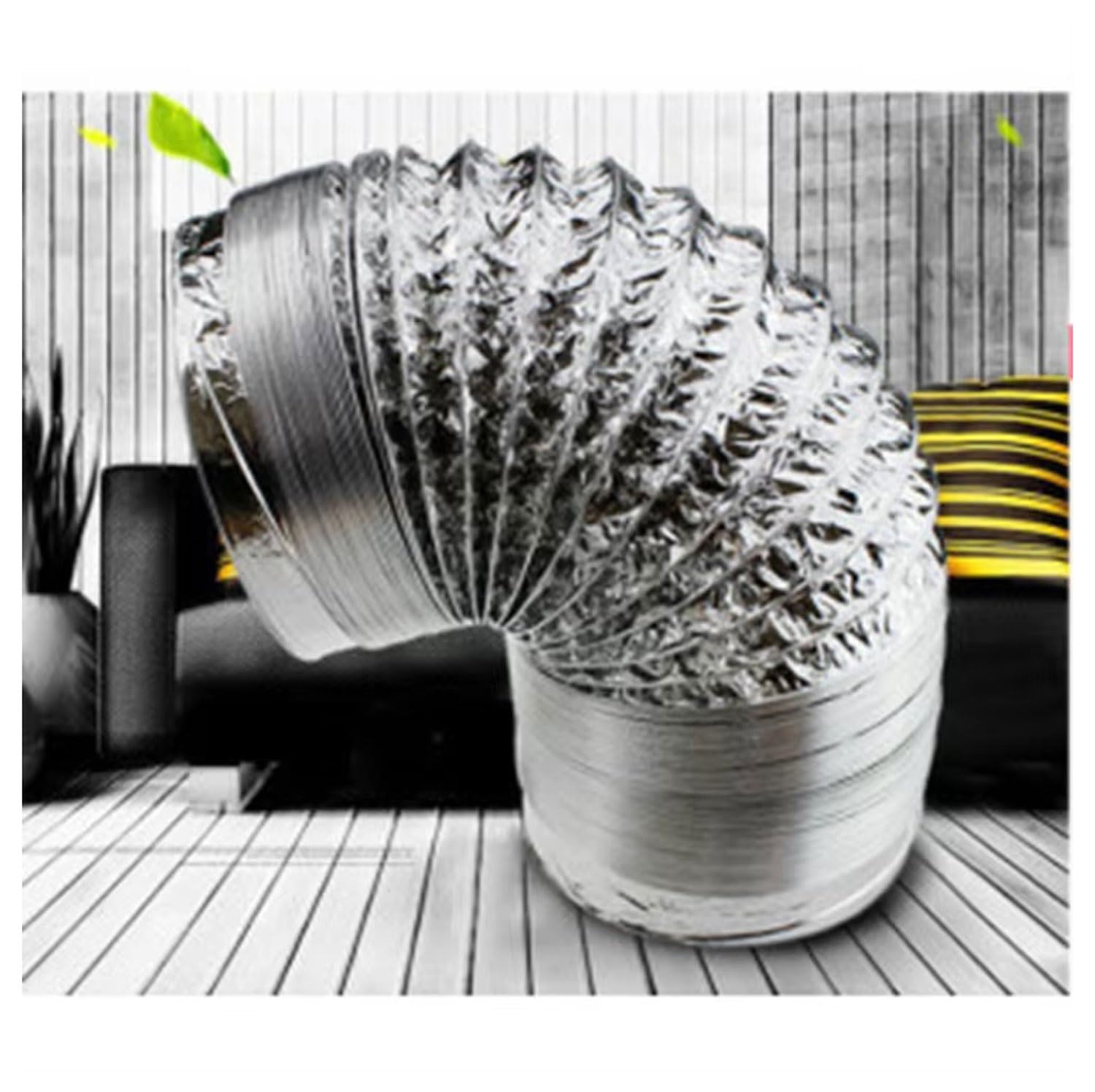 Condotto Di Ventilazione Tubo Di Scarico Condotto D'aria Flessibile Con 2 Morsetti In Alluminio Per Aerazione Domestica, Hydroponics,Asciugatrice 80/100/120/150/160/170/180/200/250/300mm(5m,300mm)