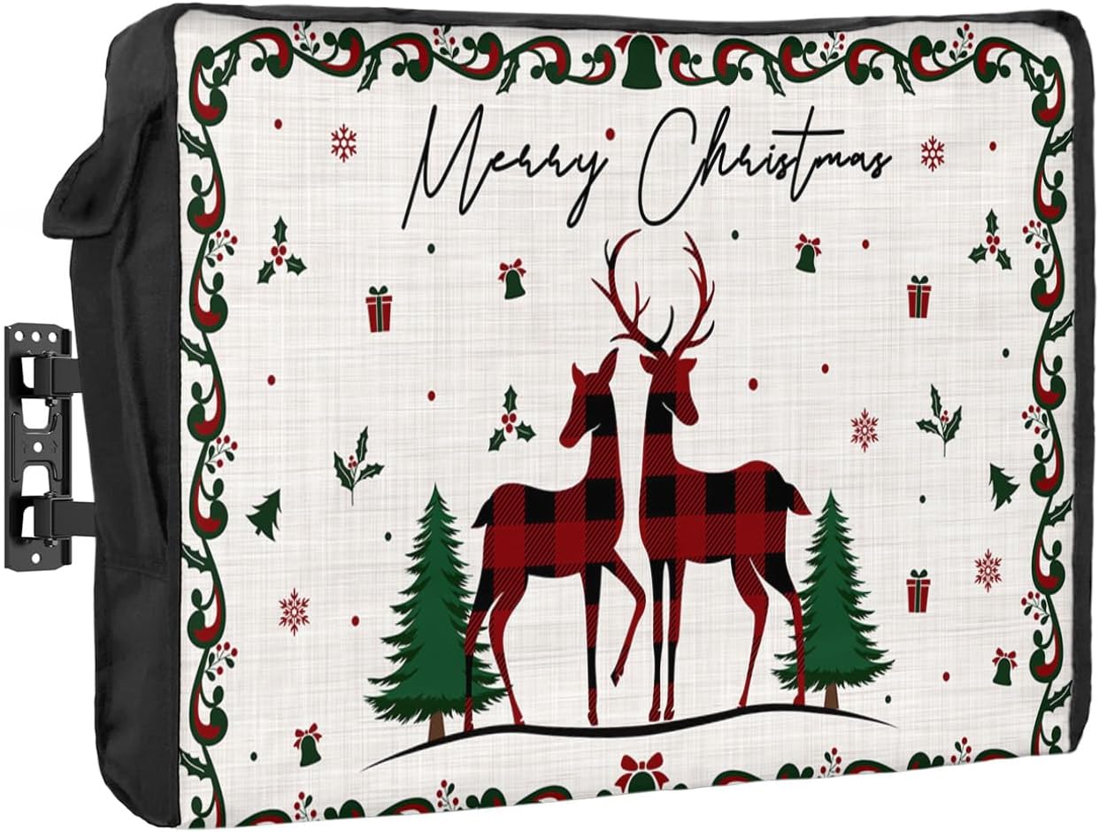 Merry Christmas Outdoor TV Cover for 80 to 85 Inch Outside Flat Screen