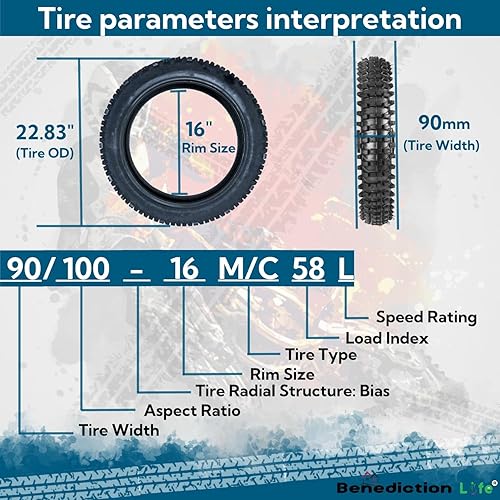 Miniatura 6 de Neumático delantero de 70100-19 pulgadas y neumático trasero de 90100-16 pulgadas con tubo para motocicletas Dirt Pit de 50 cc-150cc, motocross de