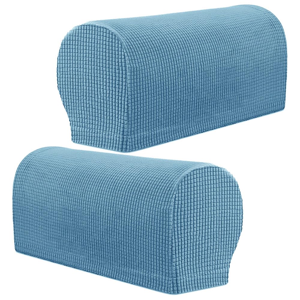 Linfortune Blue Stretch Armrest Covers, Armchair Covers For Arms Set Of 2 Sofa Arm Covers Spandex Anti-Slip Washable Furniture Protector For Armchair Sofa Couch Recliner Arm Rest (Duck Egg )