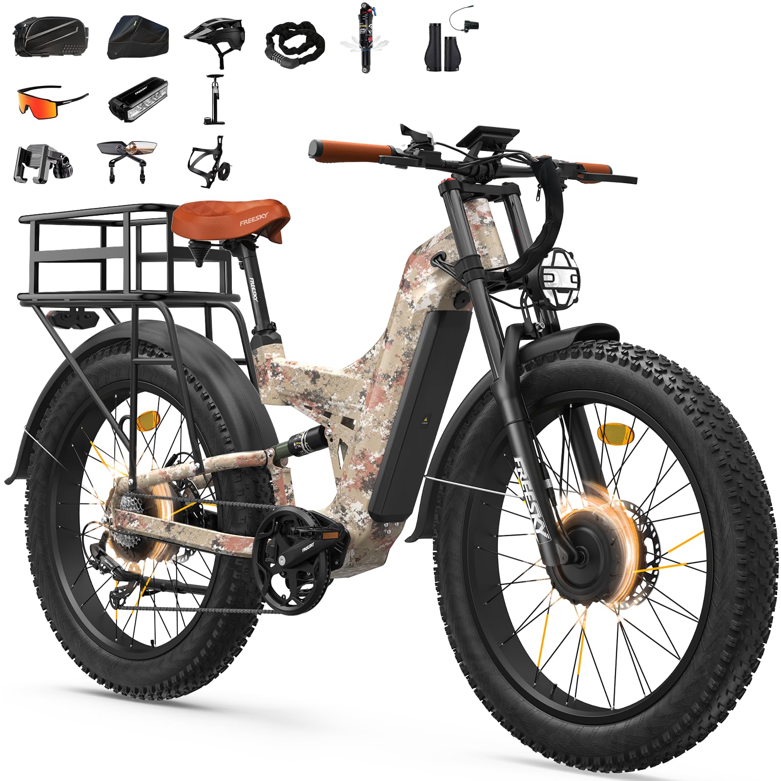 FREESKY Dual Motor 45MPH 120Mile 260NM LG Cells Electric Bike for Adults