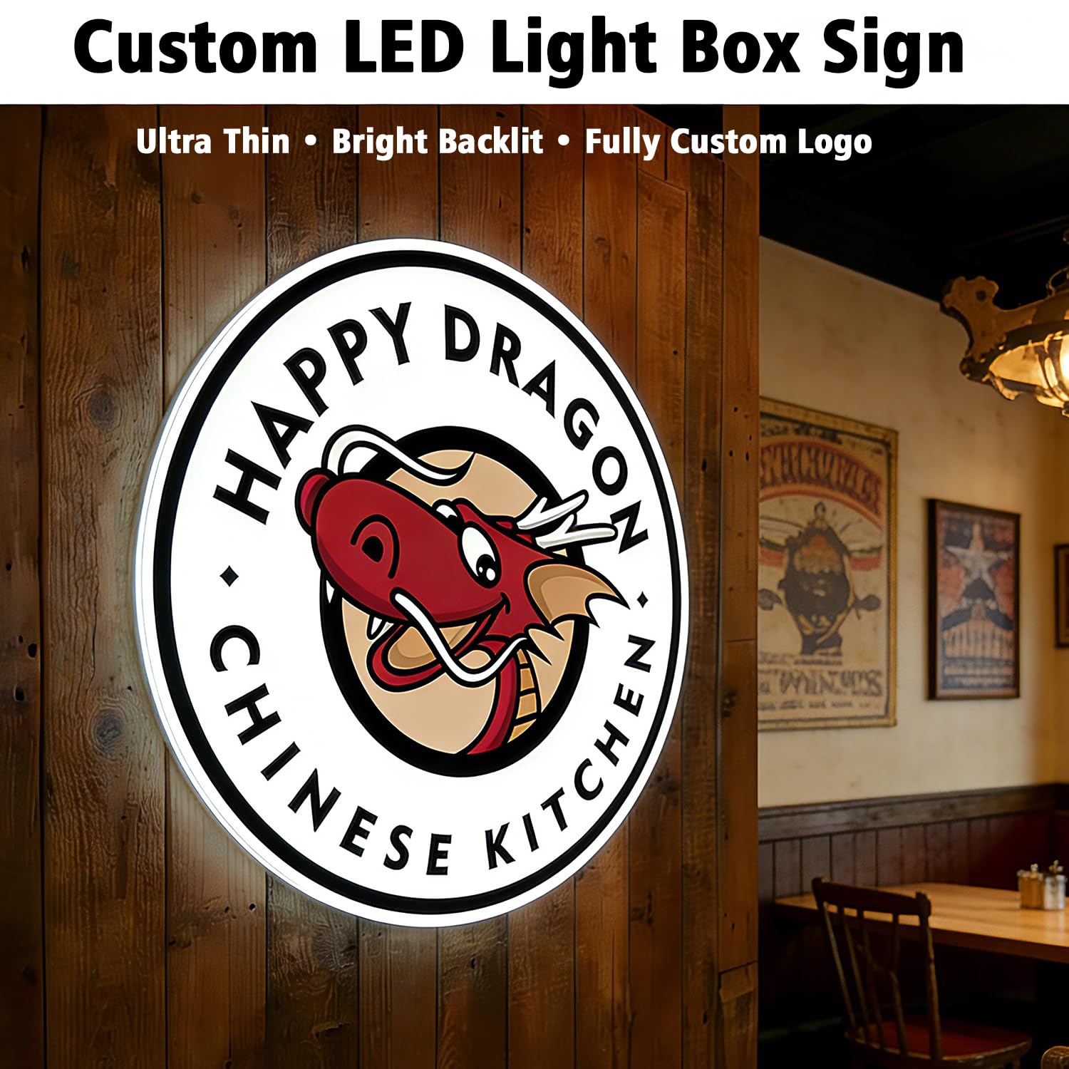 Individuelles LED Logo Schild, Ultradünne Acryl Leuchtbox, Personalisiertes Firmenschild mit Hintergrundbeleuchtung für Geschäft, Salon, Restaurant, Büro – Wandmontage