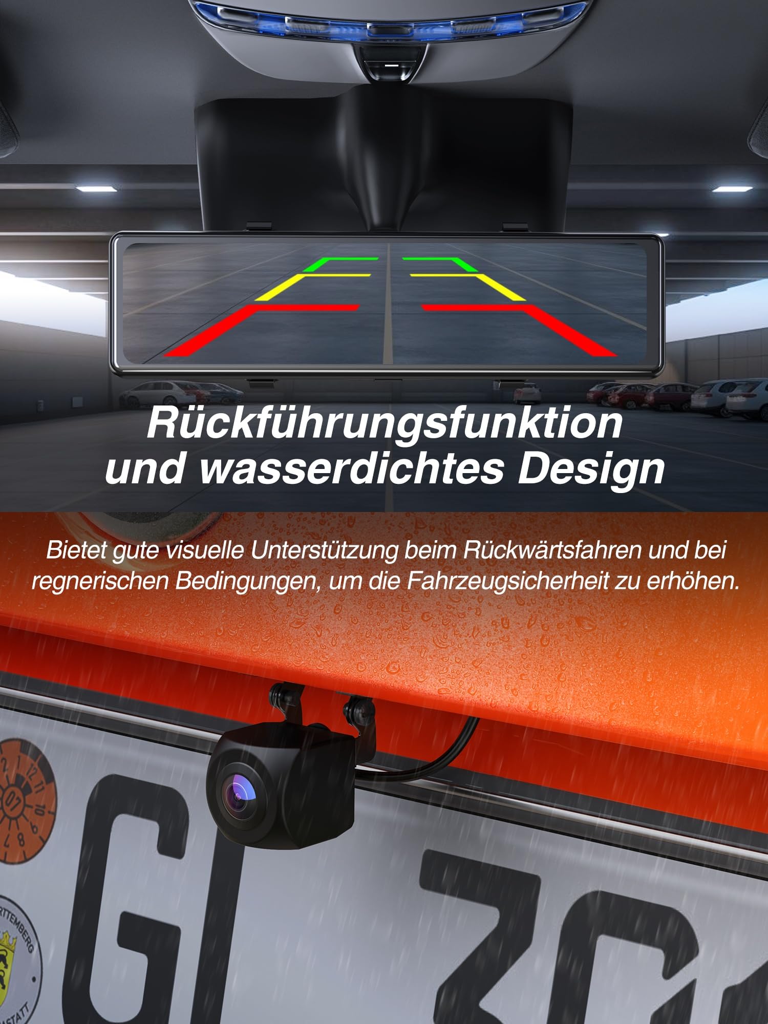 iZEEKER 4K Dashcam Vorne Hinten, Touchscreen Rückspiegel Kamera mit 64 GB