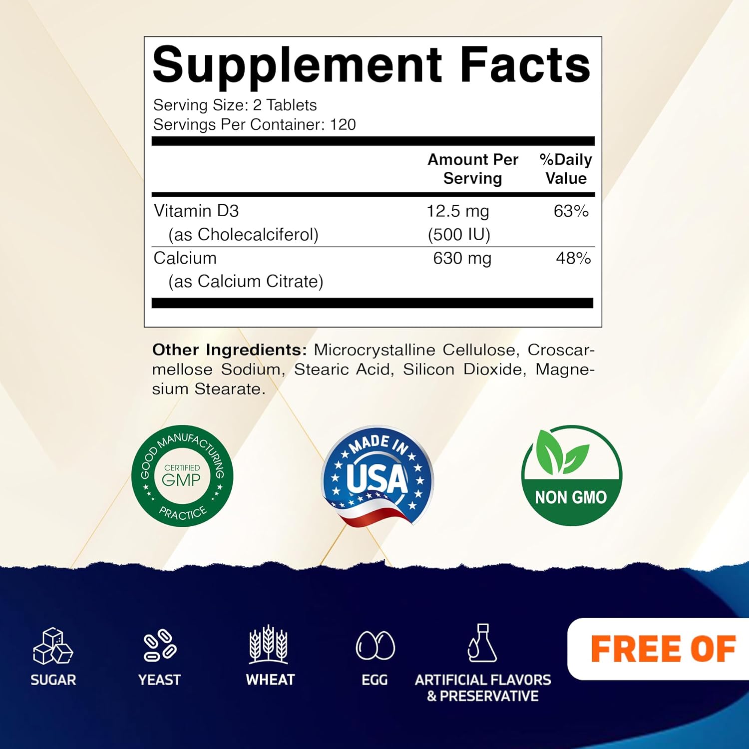 Vitamatic Calcium Citrate with Vitamin D3 – 240 Tablets – High Absorption Calcium Citrate with D3 – Non-GMO, Gluten-Free - Image 2