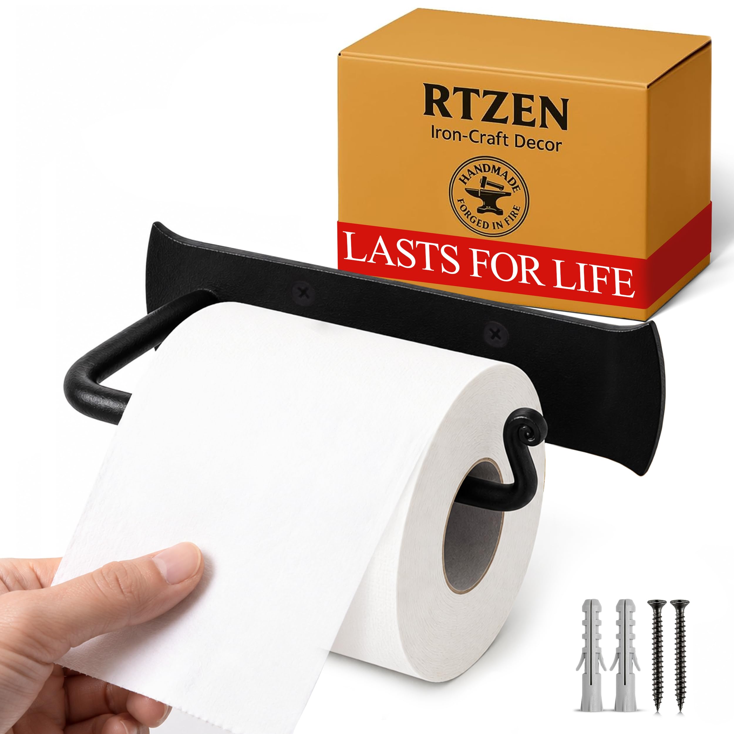 RTZEN Bathroom Toilet Paper Holder Handcrafted Wrought Iron Home Decor — Amazon image 10