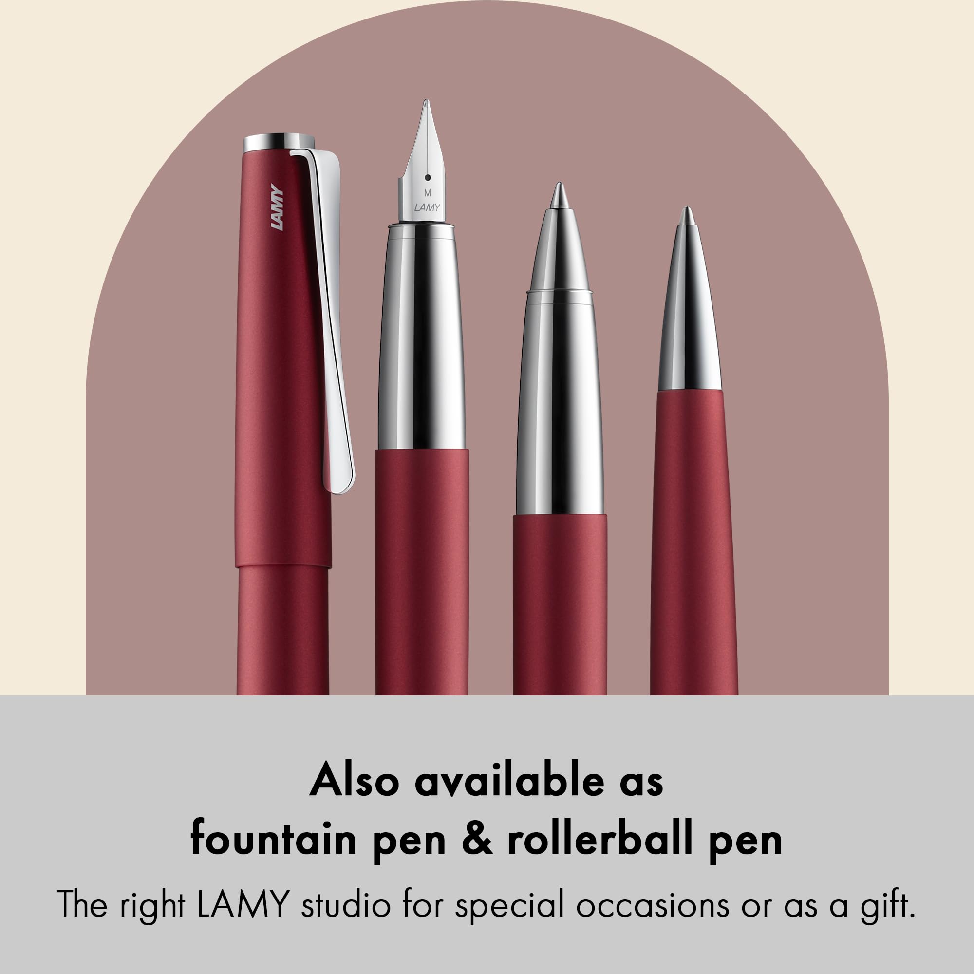 Lamy studio royalred sfera- universale con involucro in acciaio inossidabile elegante - con clip a forma di elica - refill gigante M 16 M nero