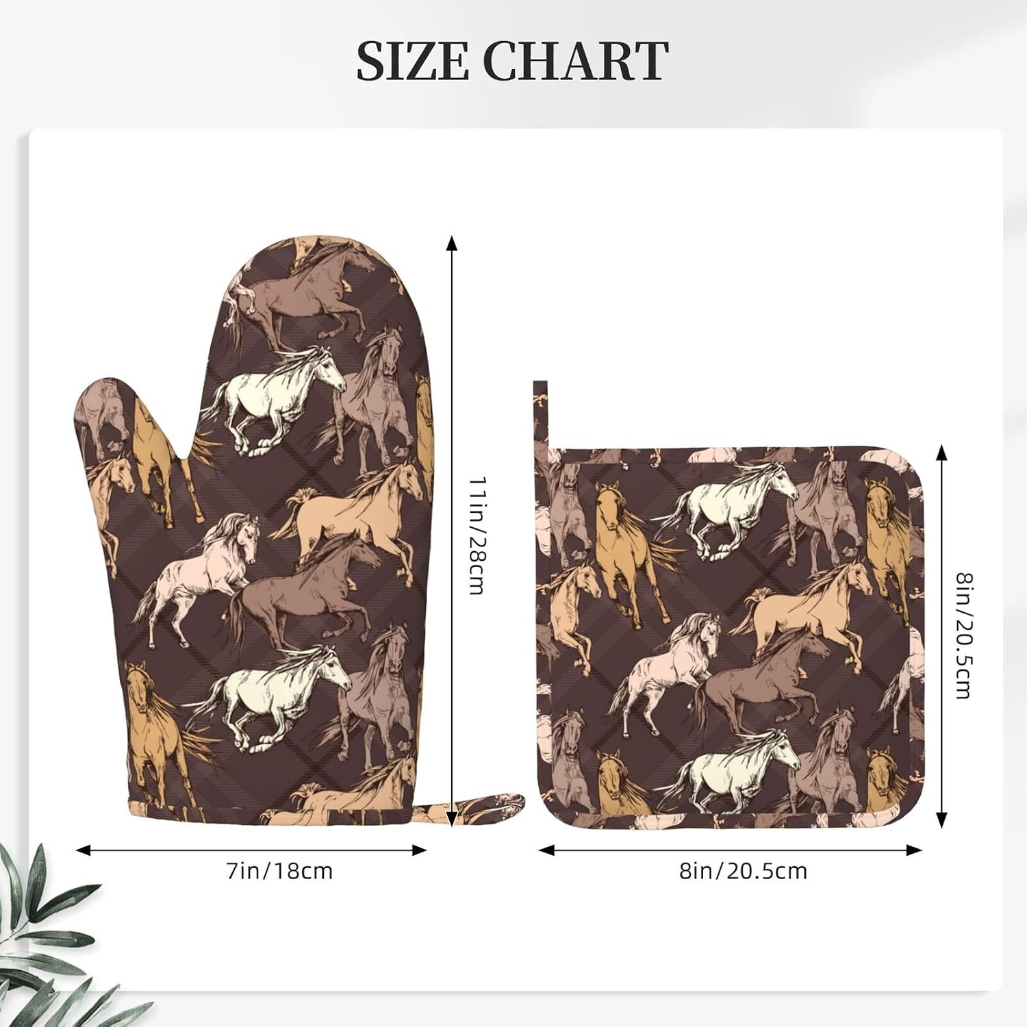 Vintage Horse Oven Mitts And Pot Holders Sets, 4pcs Silicone Non-Slip Kitchen Mitts Potholders Heat Resistant Bbq Gloves Hot Pads For Cooking Grilling Baking Microwave Chef Gifts Decor