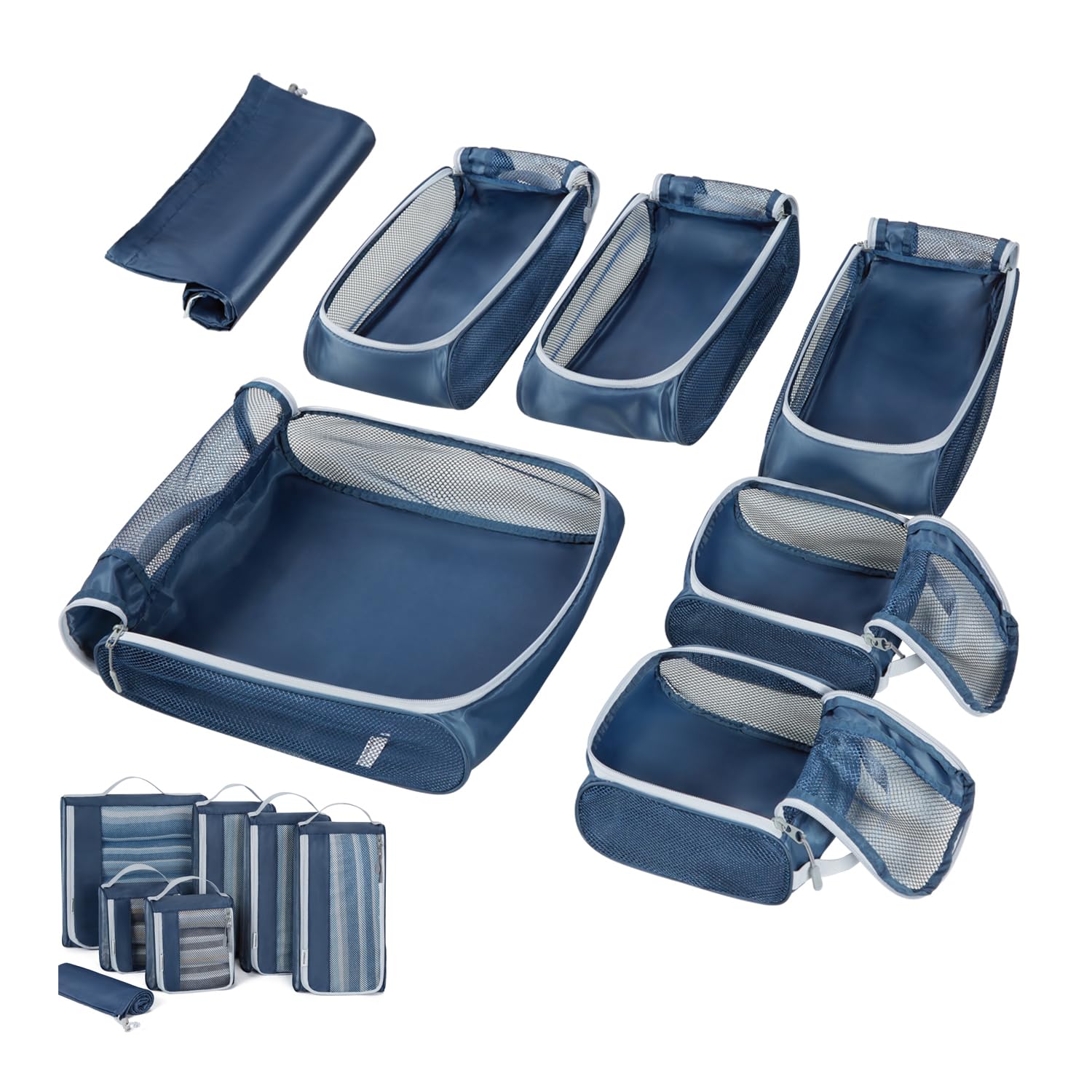 BAGSMARTKeep Shape Packing Cubes, 7 Set for Travel, Lightweight Cubes, Suitcase Organizer Bags Set for Essentials