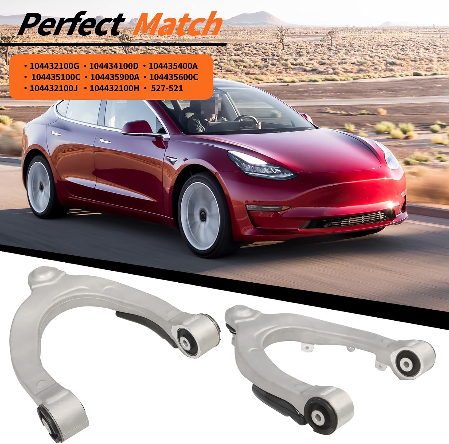6Pcs Front Upper Lower Control Arms Kit with Ball Joints Compatible with Model 3 2017-2023 Control Arm Kit 104432100G 104435600C