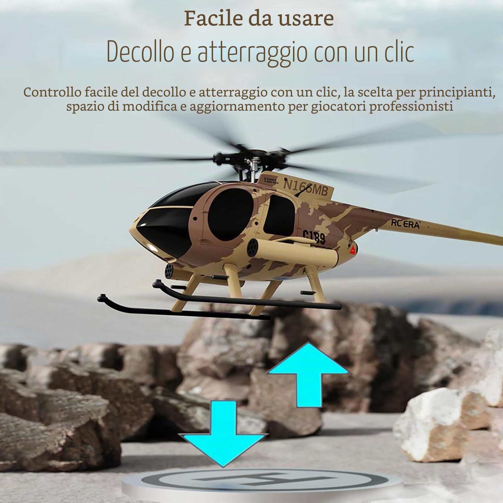 C189 elicottero telecomandato, 2.4G 6CH UAV 1:28 Brushless Motor RC elicottero singola lama Flybarless elicottero remoto RTF con localizzazione del flusso ottico 3 batteria - rosso