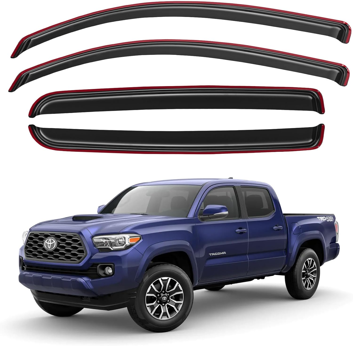 in-Channel Window Visors Rain Guards for 2016-2023 Toyota Tacoma, Window Vent Wind Deflectors Shades for 16-23 Tacoma Double Cab 2016-2023 Tacoma Double Cab