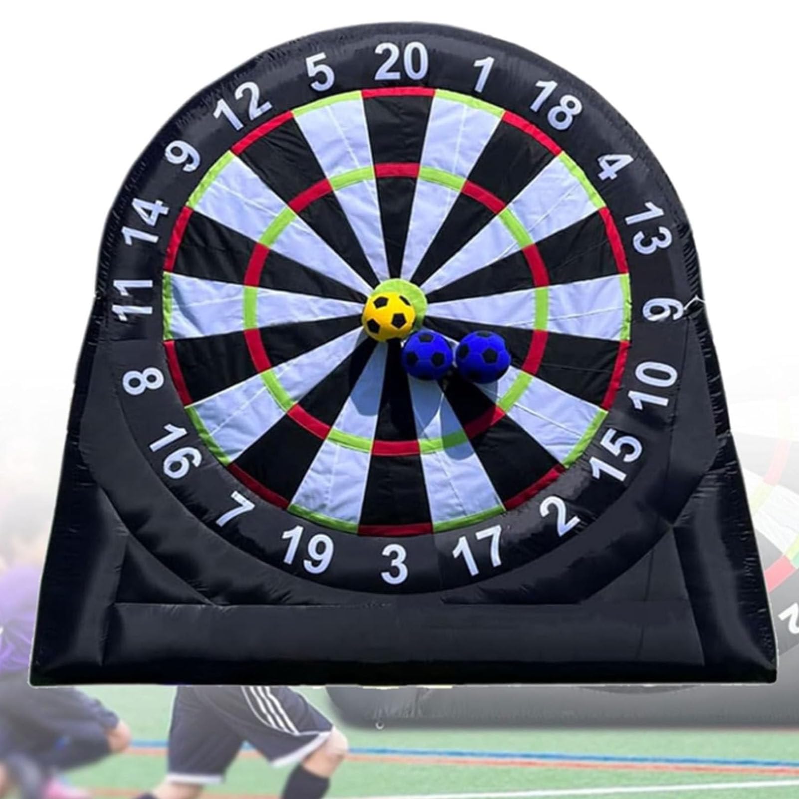 Oiyekntd Inflatable Football Dartboard, Giant Game Portable Soccer Training Aid with Blower and 8 Inflatable Balls for Outdoor Sports Game - Kick Dartboard Game with Self Adhesive Darts A-3M/10FT
