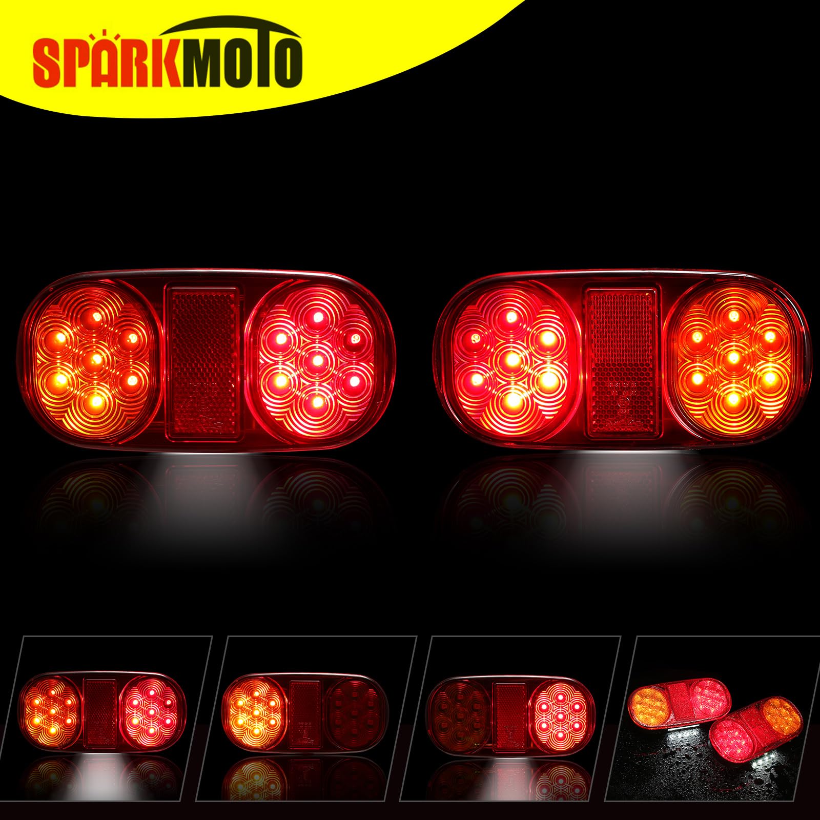 Set 2 Placche Posteriori Lunghe Per Auto – 566x196 Mm, Alluminio, Omologate ECE 70/70.01, Giallo/Rosso - 2