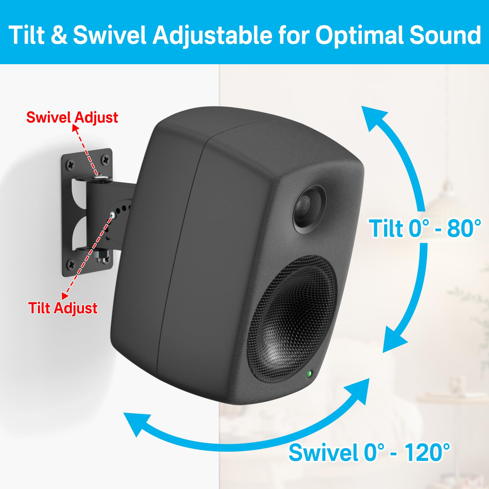 Aiweiwa Metall Lautsprecher Wandhalterung für Genelec Lautsprecher Halterung - Neigbar & Schwenkbar Studio Monitor Wandhalterung für Genelec G1 G2 G3 8010 8020 8030 8320 8330 und mehr Studio Monitor
