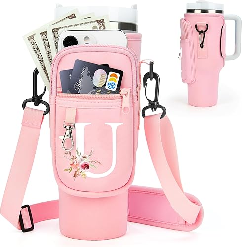 Miniatura 93 de Initial Water Bottle Holder with Strap for Stanley 40 oz Tumbler/Simple Modern 40 oz Tumbler,Water Bottle Carrier Bag with Strap,Personalized A-Z