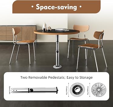 Removable Campervan Table Leg, Aluminium Telescopic Removable Table Leg, Adjustable Boat & Rotatable Pedestal Stand, for Rv, Camper, Caravan Boat, Yacht Home, 22-28