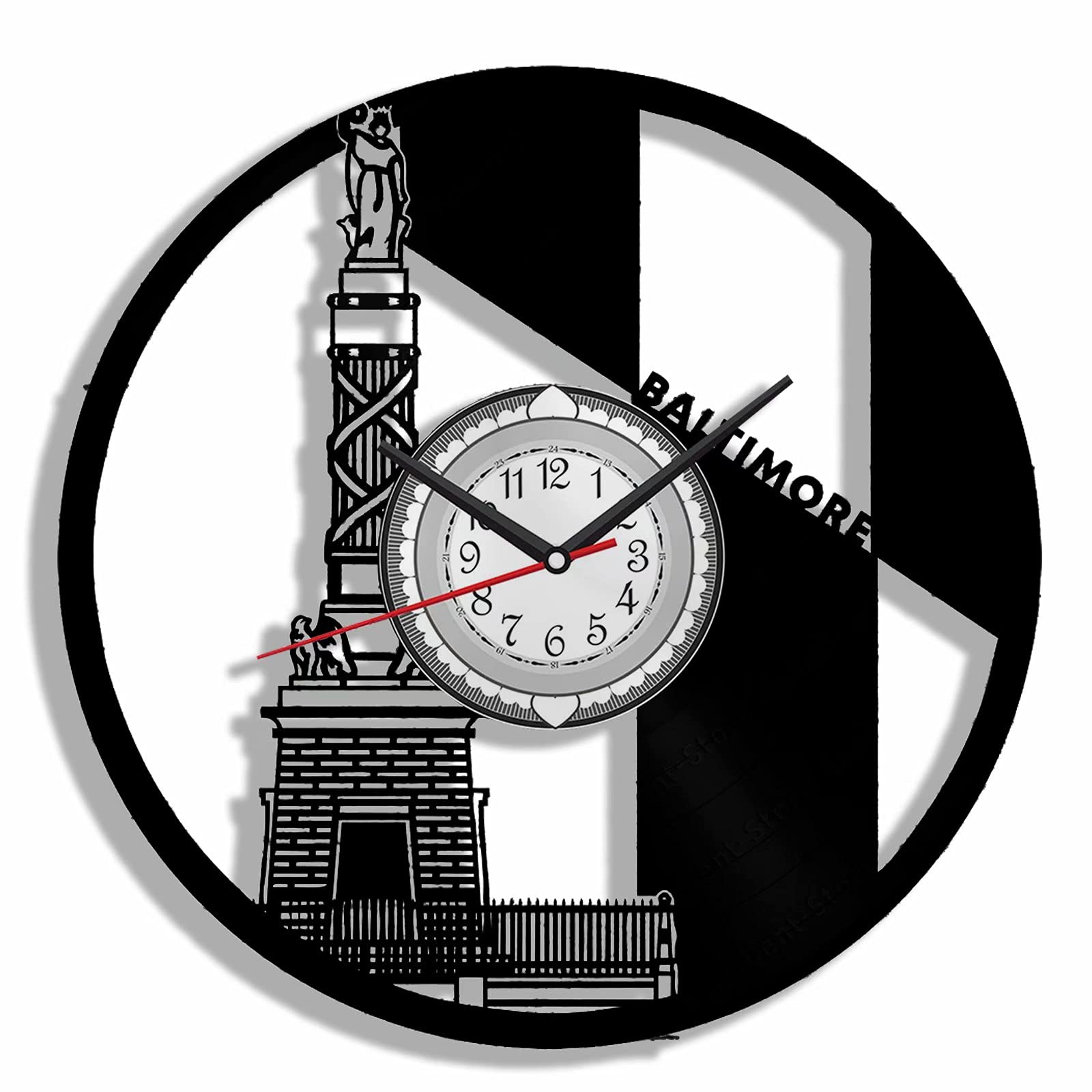 Baltimore Maryland USA Wall Clock Vinyl Record Wall Art 12 Inches Home Decoration Travel Souvenir Gifts